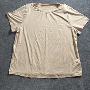 Womens Nude Beige Short Sleeve T-Shirt Casual Crew Neck Basic Plain Tee 4X